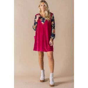 Agnes Dora Velour Hot Pink Jumper Dress